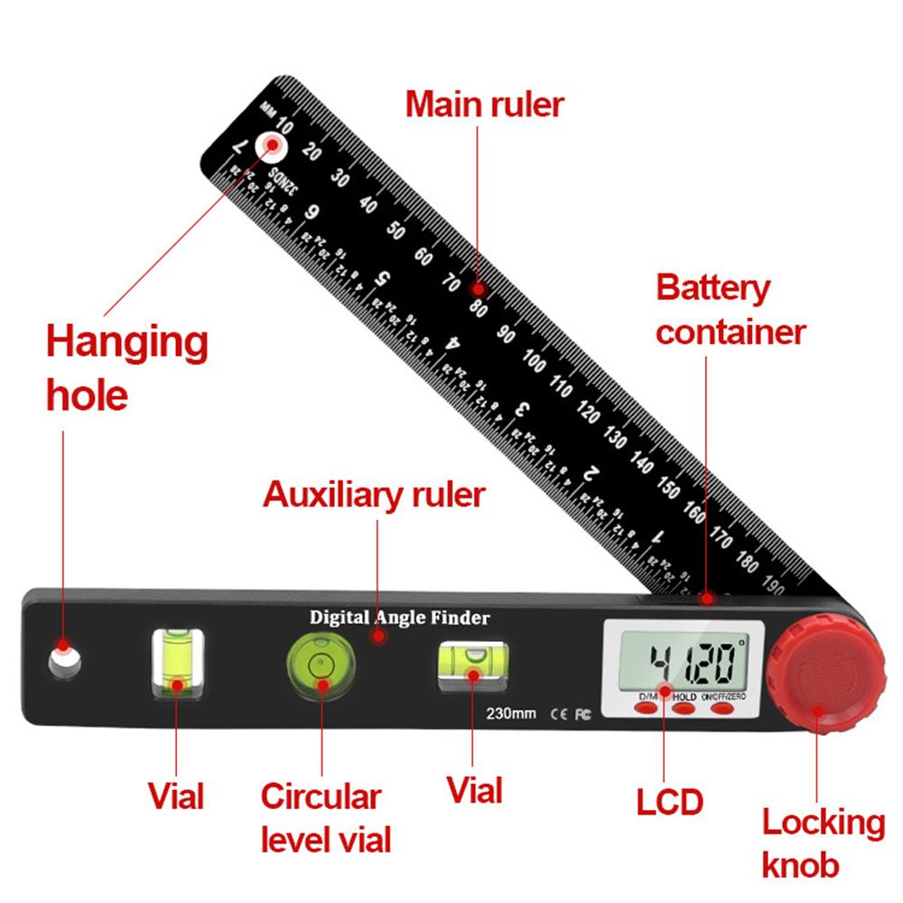 4в1 Светодиодный цифровой дисплей Угломер Уровень Струбцина Плотницкий инструмент