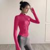 Women's Slimming Zip-Up Long Sleeve Yoga Top for Spring/Summer Fitness