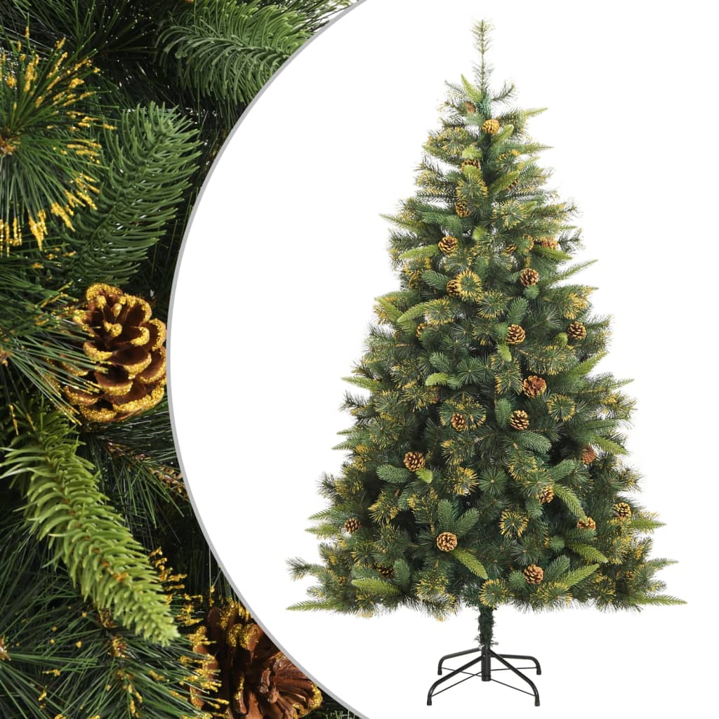 Artificial Christmas Tree Foldable with Pine Cones 180 cm