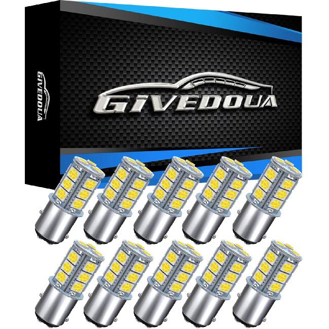 GIVEDOUA 1157 LED Car Bulb, BAY15D 7528 2057 2357 LED Replacement Light Bulbs For 12V RV Car Camper Trailer Brake Lights, Super Bright 5050 18-SMD