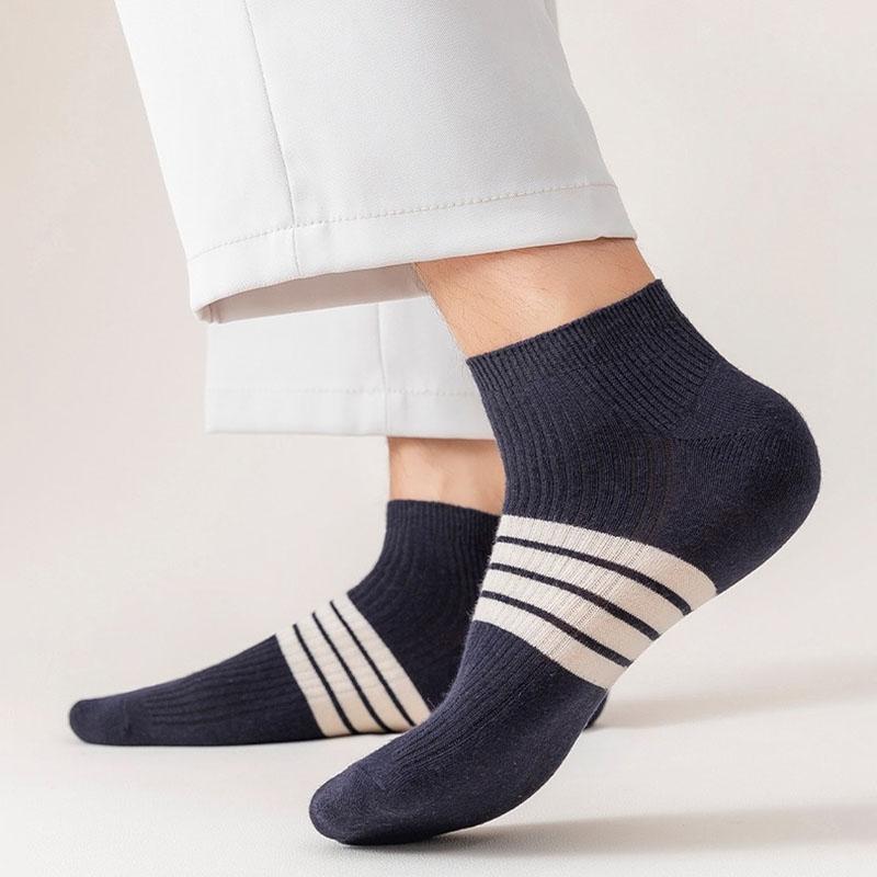 5 пар разноцветных мужских носков до щиколотки с полосками, персонализированные, стильные, простые и впитывающие пот