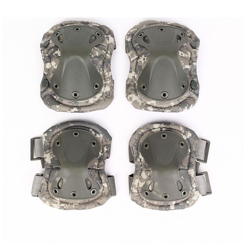 Camouflage Tactical Knee & Elbow Pads Set: 4-Piece Gear for Combat, Training, Riding & Sports Protection
