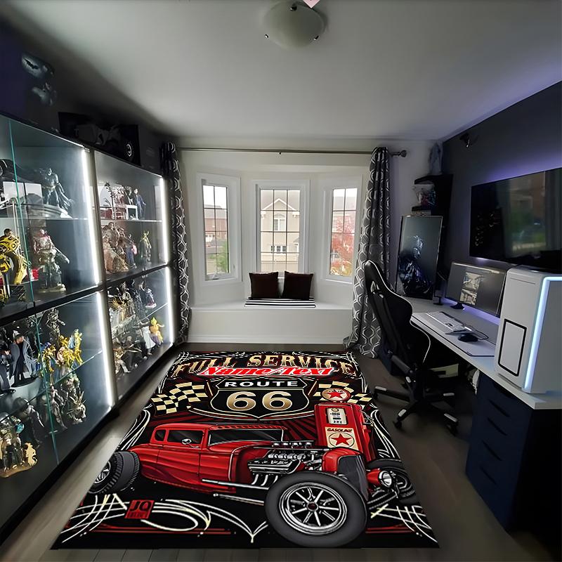 1PC Custom Name Route Full Service Theme Floor Mat Ideal for Living Room, Game Rooms, Office, Bedroom,Floor Mat Playful Design