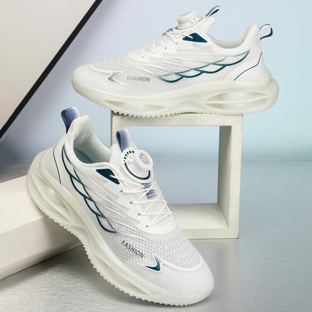 2026 new rotating button running sneakers summer men's shoes men's breathable thick-soled popcorn cushioning running shoes