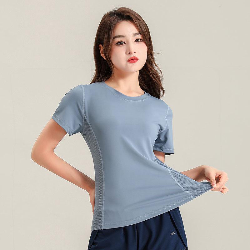Женский спортивный комплект из ледяного шелка с быстрой сушкой 2025: Топ с коротким рукавом и шорты для бега, спортзала, йоги