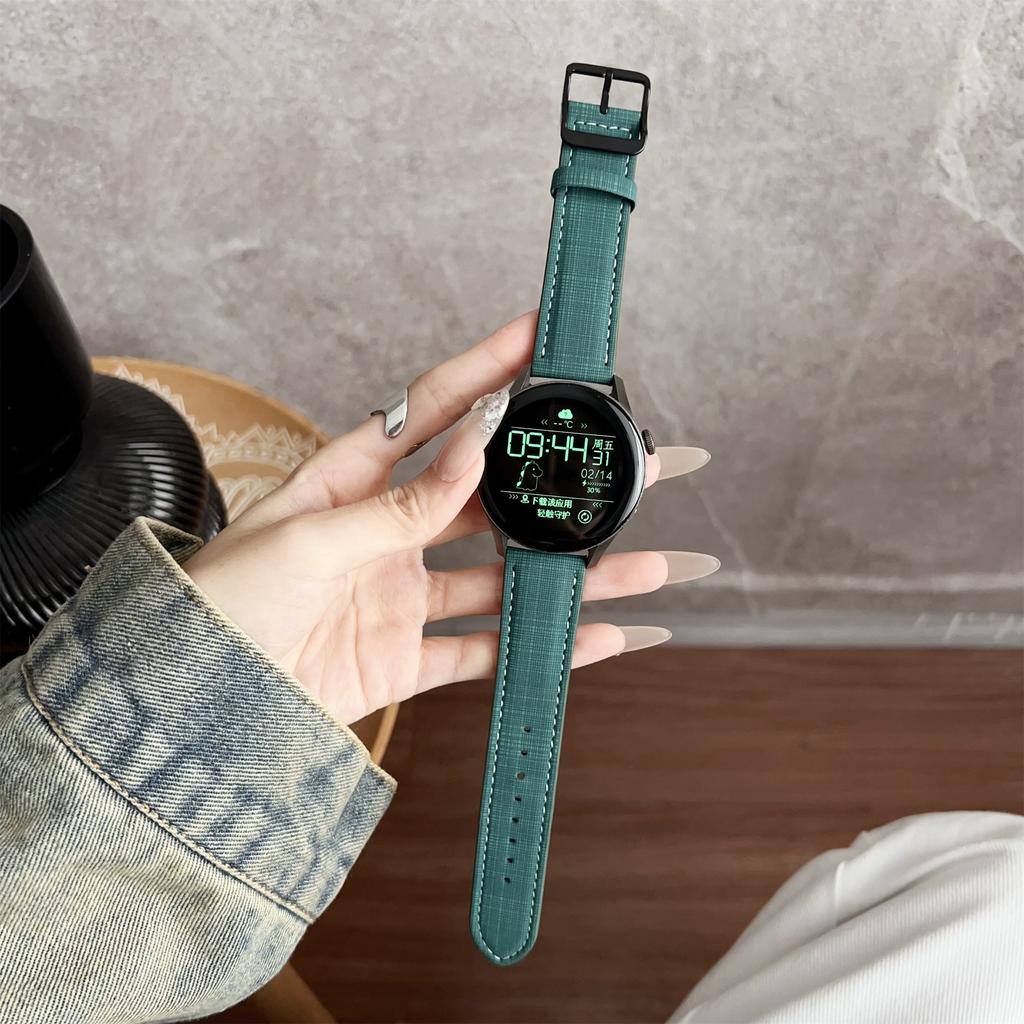 For Huawei Watch GT 5 41mm Watch Band 18mm Braided Checkered Pattern Ring Buckle Leather Wrist Strap