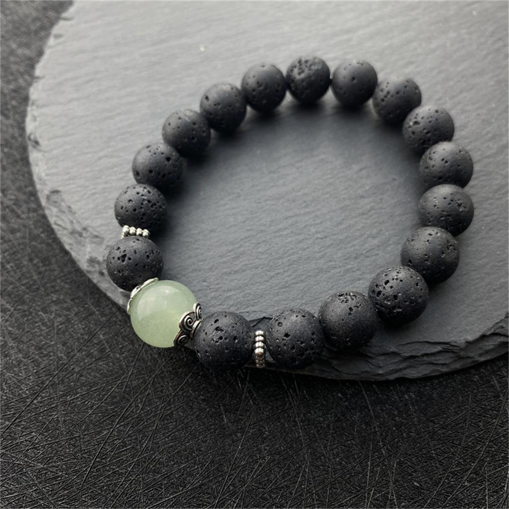 Natural Stone Beaded Bracelet Men 10mm Lava Stone Bead Charm Men Bracelet Jewelry with Original Natural Crystal Gift
