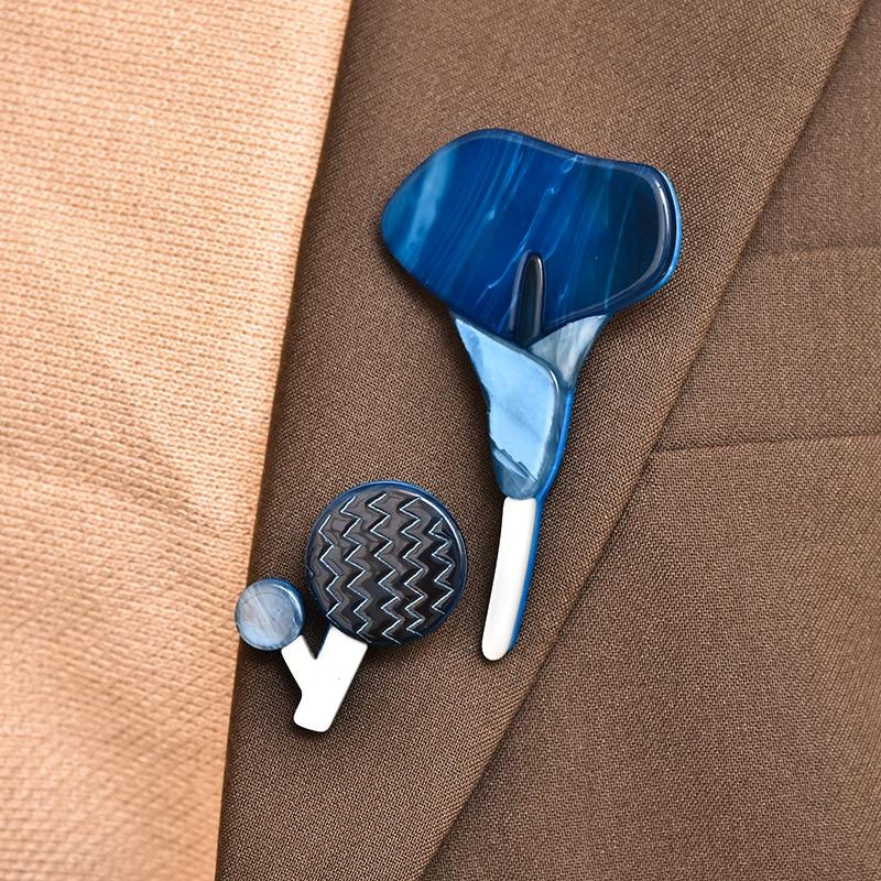 Blucome Милые мини-броши в виде ветки с цветком для женщин и девочек, многослойная акриловая брошь в виде одуванчика, стерео акриловая брошь, брошь-калла