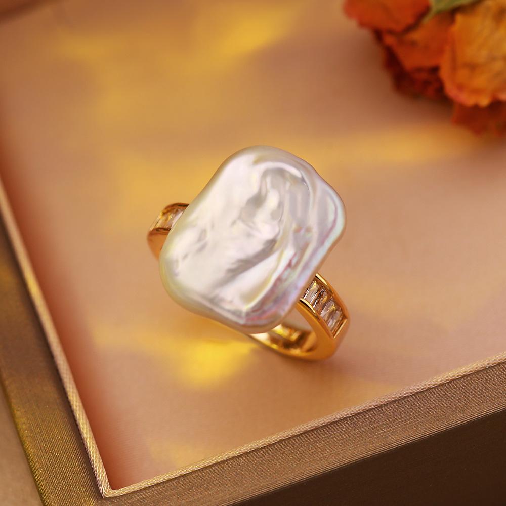 Кольца с натуральным пресноводным жемчугом для женщин, модное женское кольцо с кубическим цирконием и CZ, ювелирные изделия с жемчугом, регулируемое кольцо