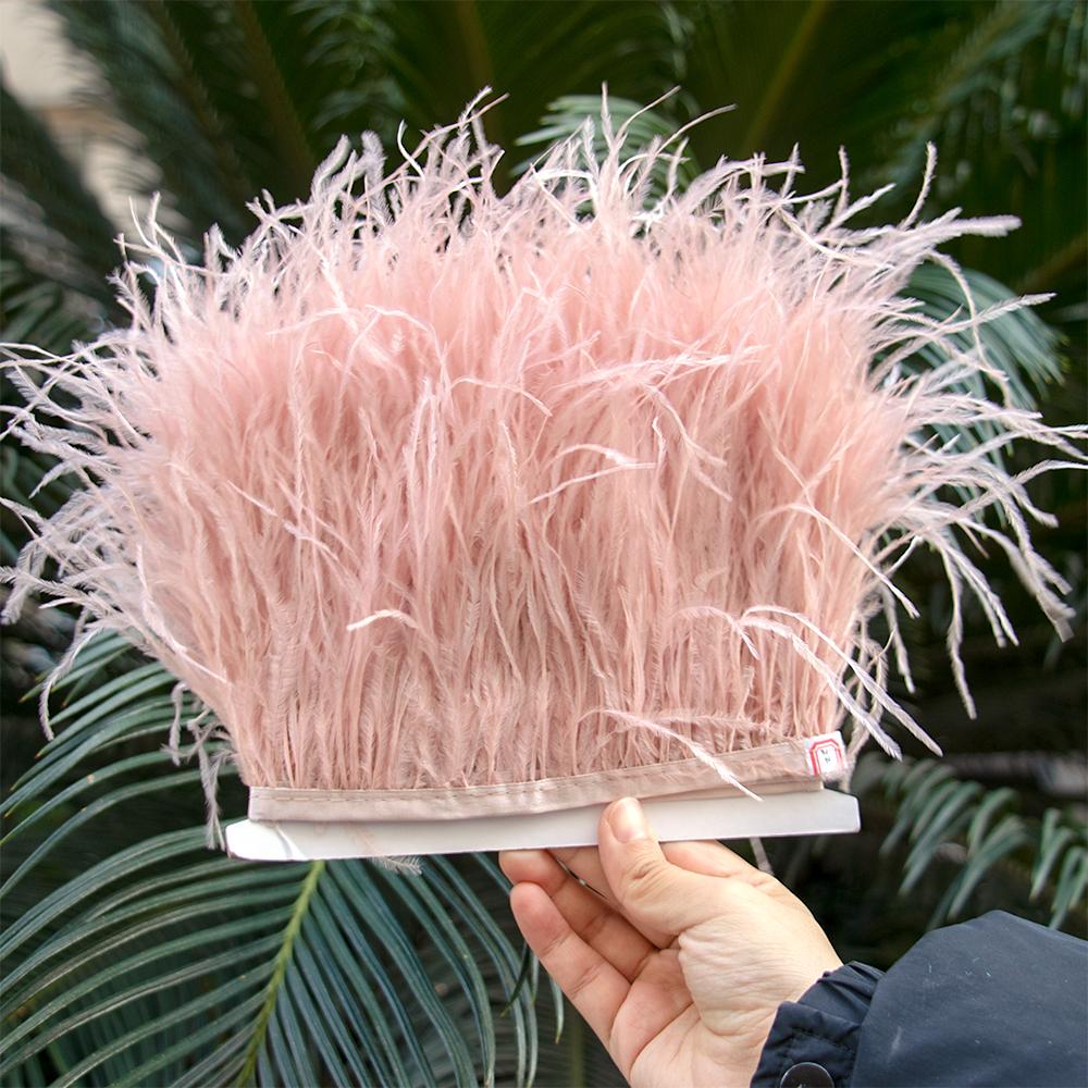 1M Natural Ostrich Feathers Trim White Clothing Sewing Ribbon 8-10cm Feather Fringe for Wedding Party Decoration Crafts Plumes