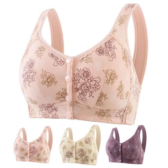 Женский спортивный бюстгальтер с ремешком на передней кнопке, беспроводной, с хорошей застежкой, с цветочным принтом, эластичный, воздухопроницаемый на плечах, противоударный, пуш-ап