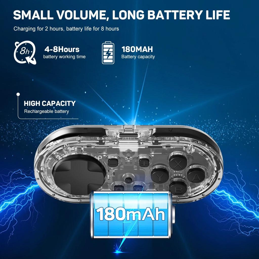 Мини беспроводной контроллер Meteor Light размером с брелок для ключей для Switch&Lite&OLED, ПК, Android и MacOS со светодиодной подсветкой KS54