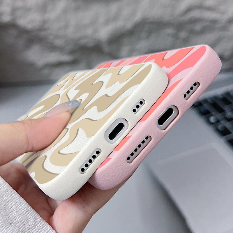 Чехол для телефона с цветной полоской и текстурой из кожи для iPhone 16 Pro 15 14 13 12 Pro Max, противоударный матовый тонкий однотонный мягкий чехол из ТПУ с защитой от падений