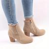 2024 Women's Shoes Ankle Women's Boots Retro Modern Boots Women Sewing Round Toe Chunky Heels Side Zip Plus Size Ladies Shoes