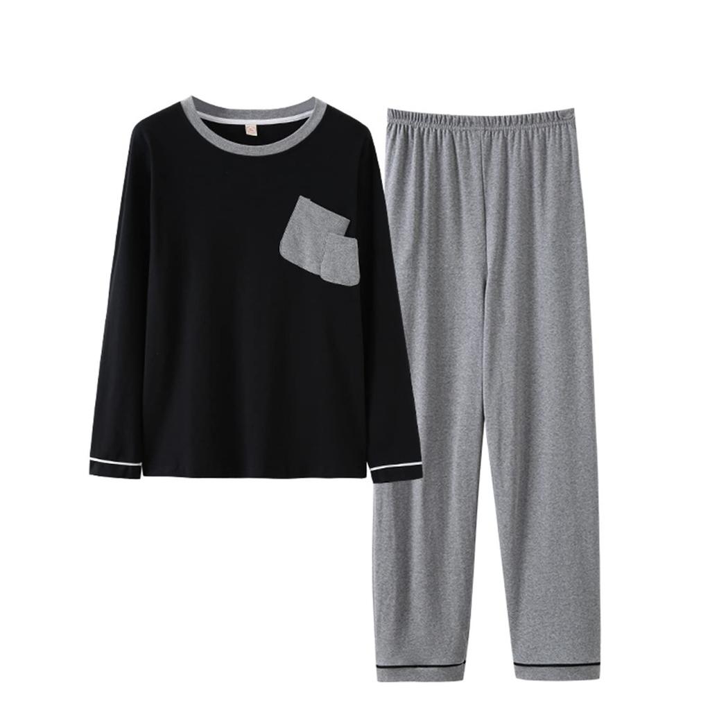 Mskikefly Loungewear Set with Top and Perfect for and Long Comfortable Loose Comfortable for Sports and Comfortable Cotton Sleepwear Black Women's