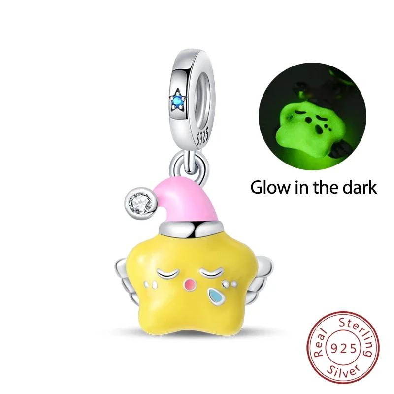 Copper Charm Chameleon Glowworm Light Bulb Firefly Star Moon Pendant Fit Original Bracelet Diy For Jewelry Making