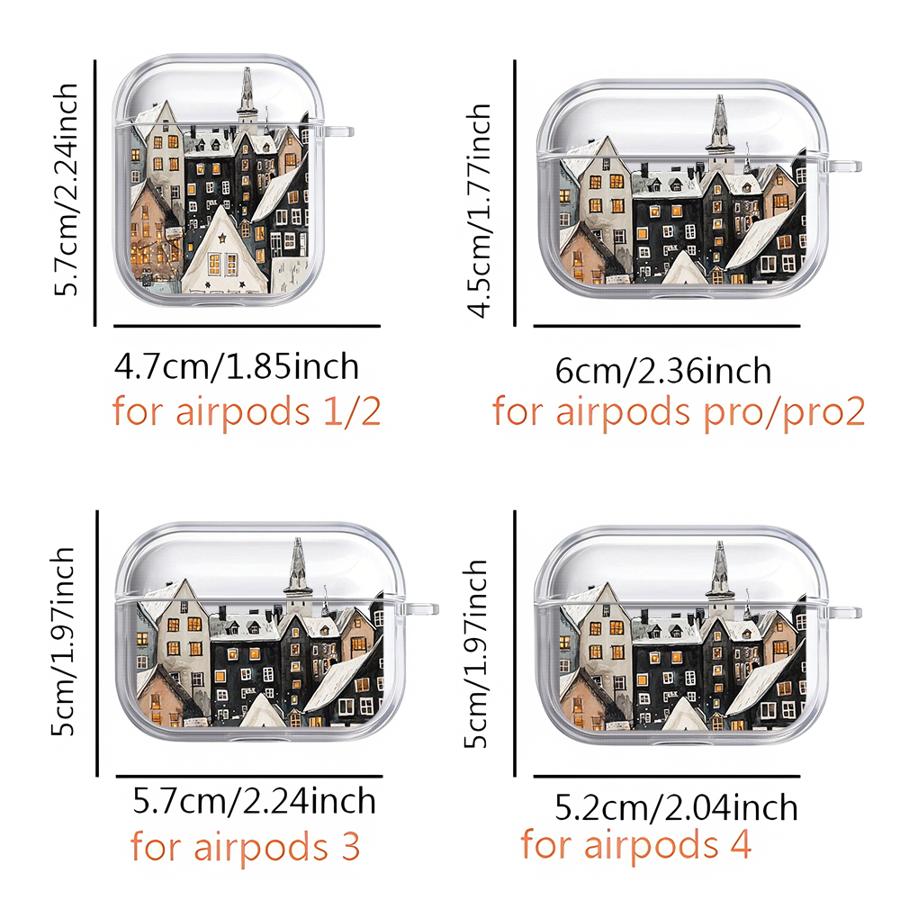 Зимний Снежный Рождественский Чехол Для Airpods Pro3 3 4 Pro 1 Pro2 2 Прозрачные Чехлы-Крышки Для Наушников