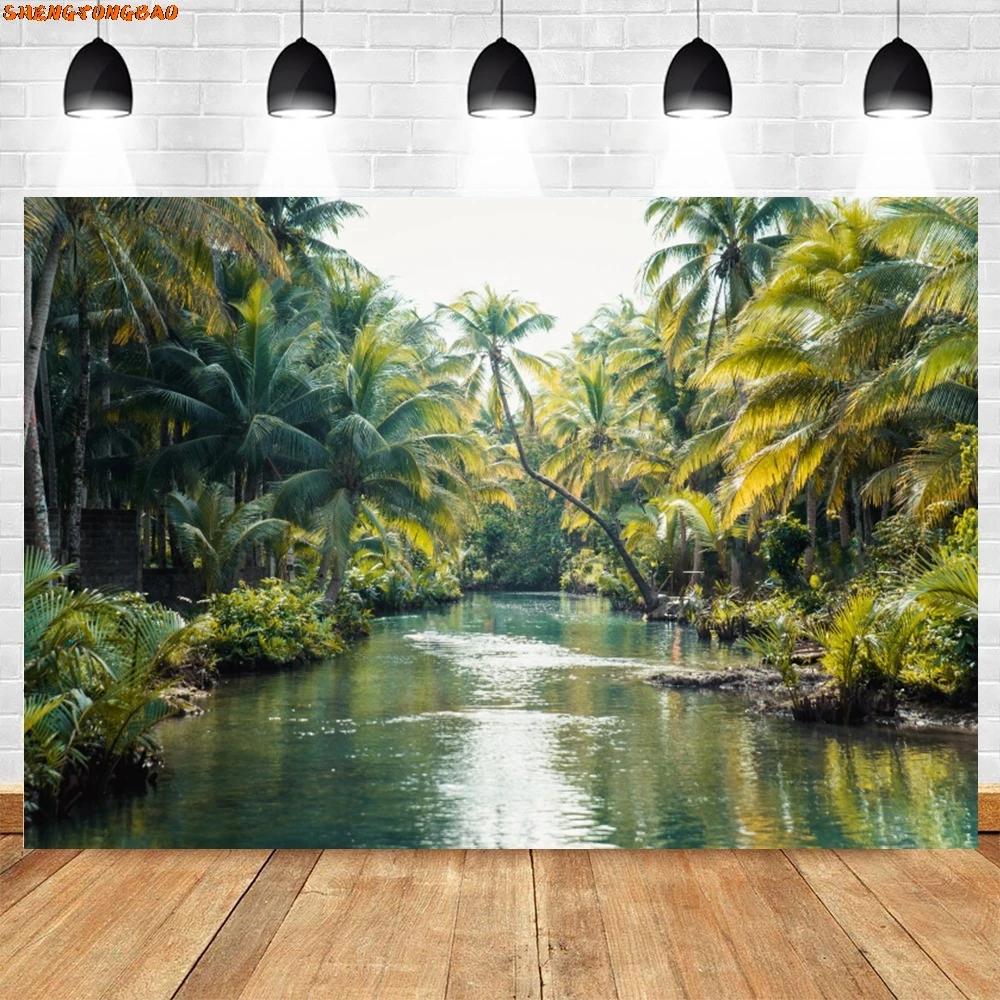 VIKAMA Misty Tropical Rainforest Tapestry Primitive Forest Plants Background Cloth Natural Forest Style Living Room Decoration