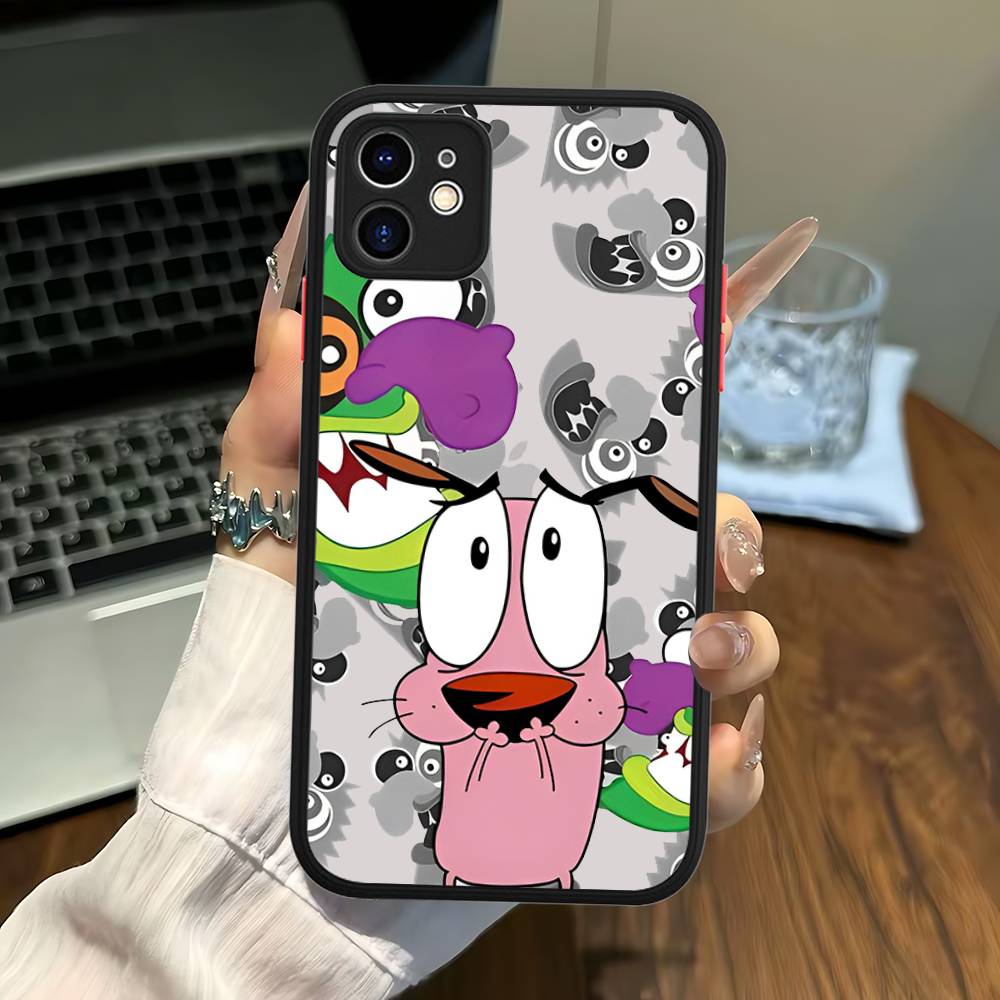 Courages Cowardly Dog For iPhone 11 12 13 14 15 16 Pro Max Plus Matte Translucent Phone Cover
