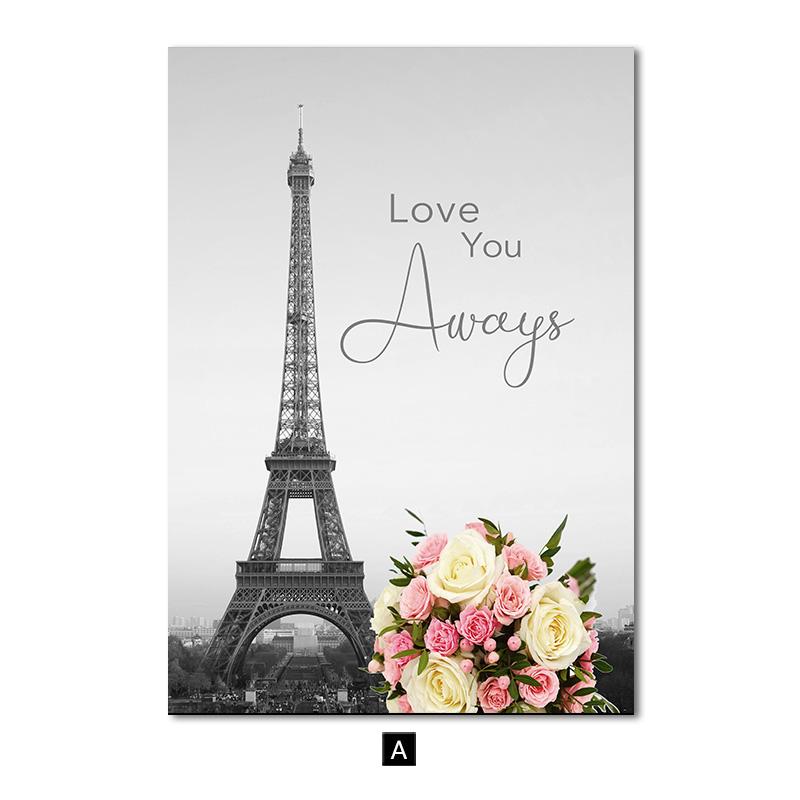 Скандинавский Париж, Эйфелева башня, холст, картина, пейзаж, настенный постер, гитара, розы, цветы, художественный принт, современная гостиная, украшение для дома