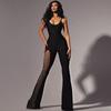 Spring and Summer New Women's Fashion Sling Sexy Low-cut Backless Solid Color Slim Fit Flared Jumpsuit for Women