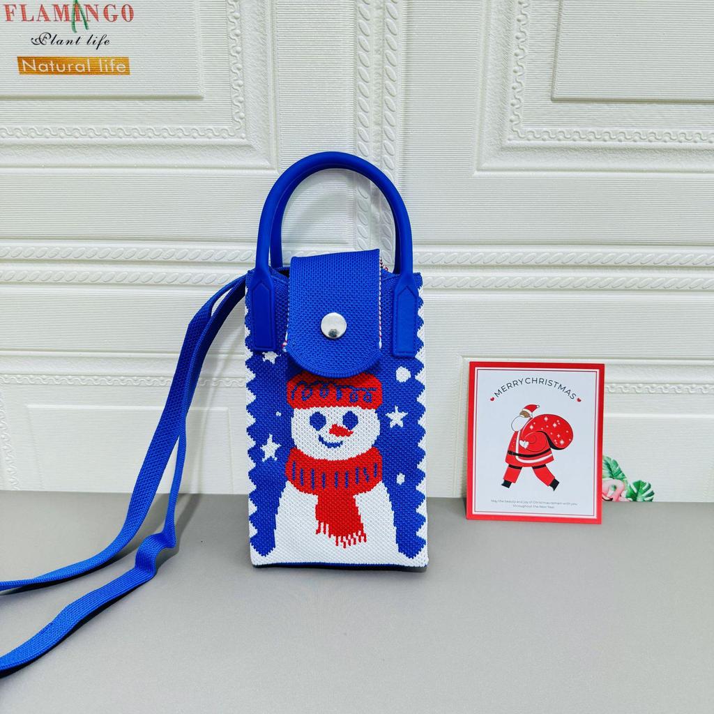 Праздничная вязаная мини-сумка-мессенджер с изображением удачи и монет