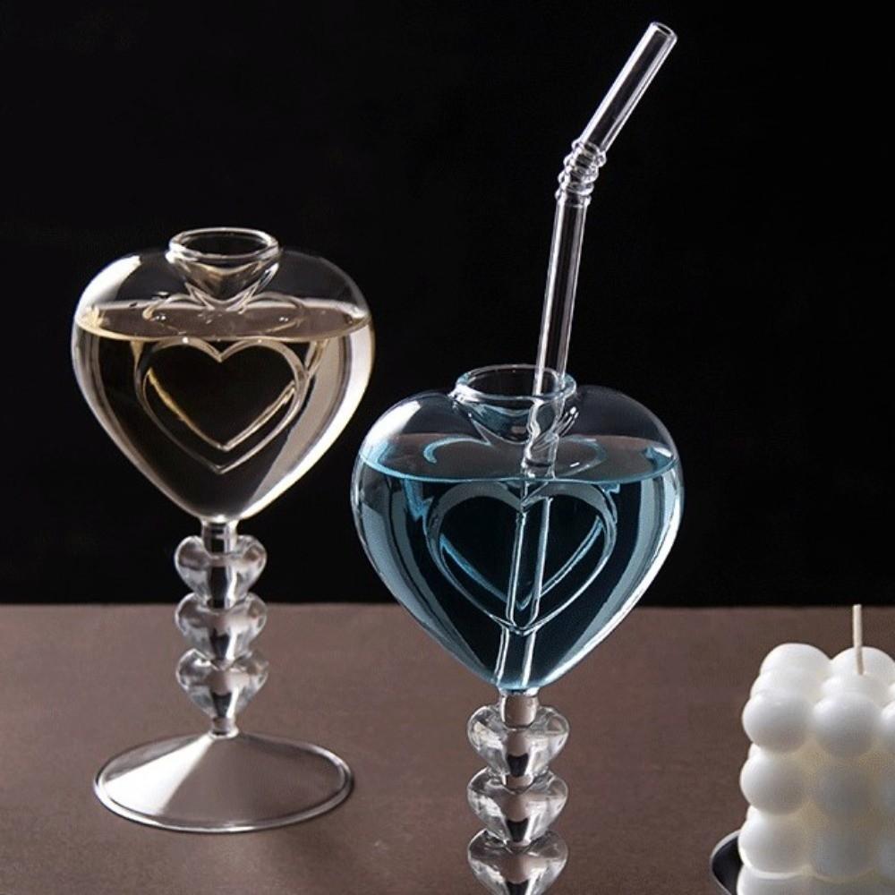 Transparent Heart Shaped Glass Romantic Juice Drink Glass Creative Drinking Cups Bar