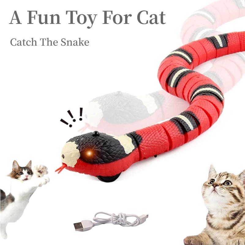 Smart Sensing Snake Cat Toys Интерактивный автоматический Eletronic Snake Cat Teaser USB-зарядка Аксессуары для кошек для кошек Собаки Игрушки для кошек