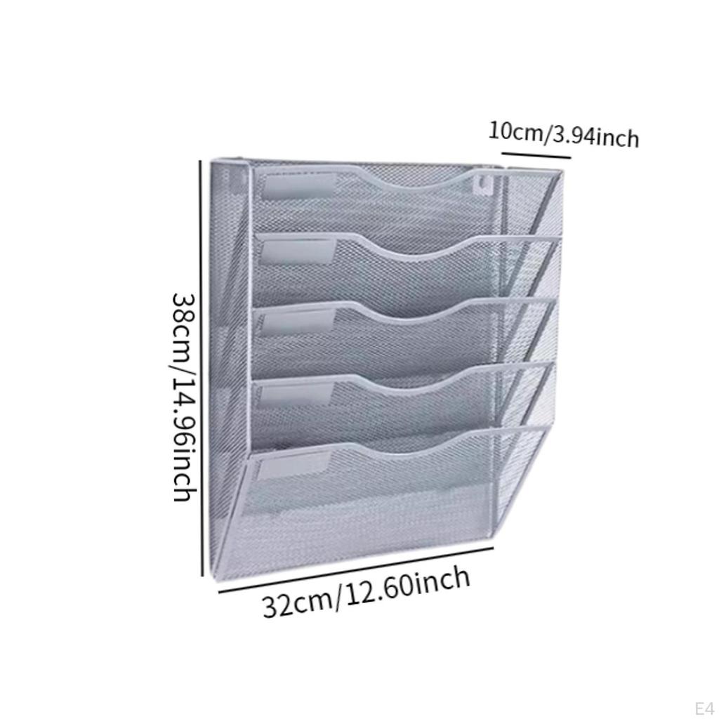 Hanging File Holder Rack Mail Organizer Desk Convenient Assemble Mesh Metal Wall