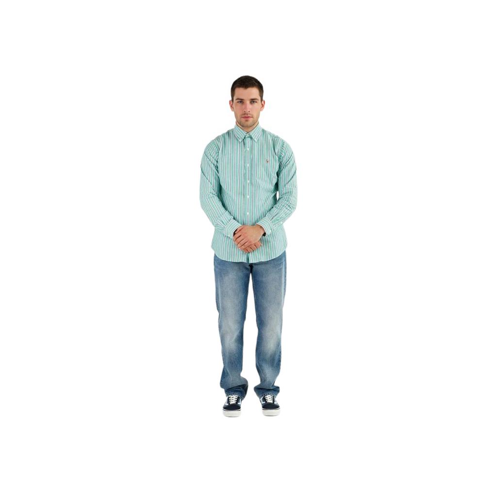 Polo Ralph Lauren Striped Pointed Collar Button Long Sleeve Shirt Men Shirts Blue 710922272OS002