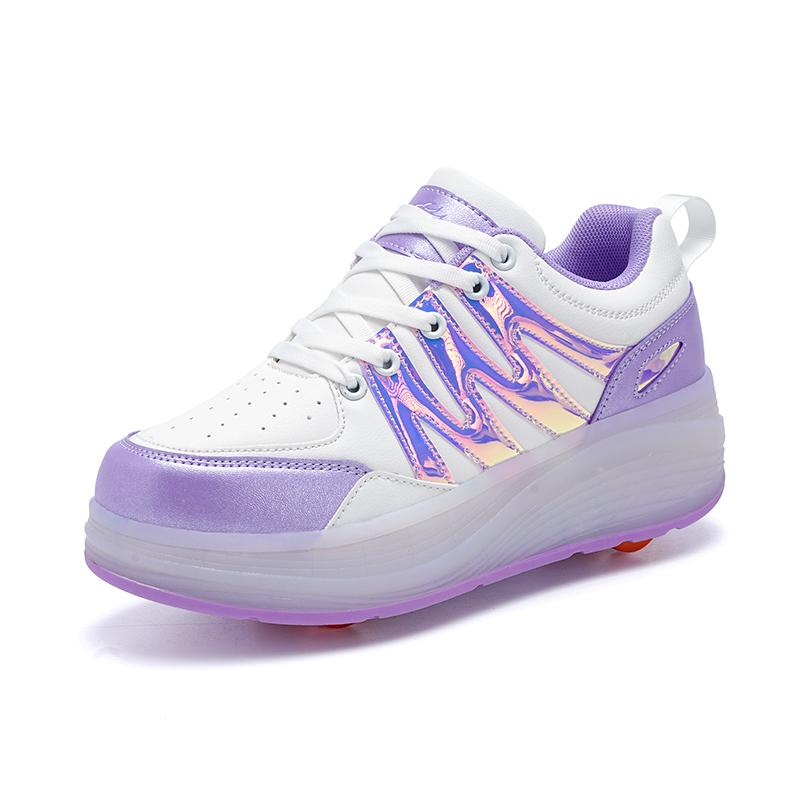 Детские кроссовки со светодиодной подсветкой, детские, для мальчиков и девочек, с зарядкой через USB, светящиеся спортивные колеса, обувь для катания на роликах и паркура на открытом воздухе