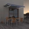 Day and Night - Day and Night Retractable Manual Awning with Blue and White LED 400x350 Cm