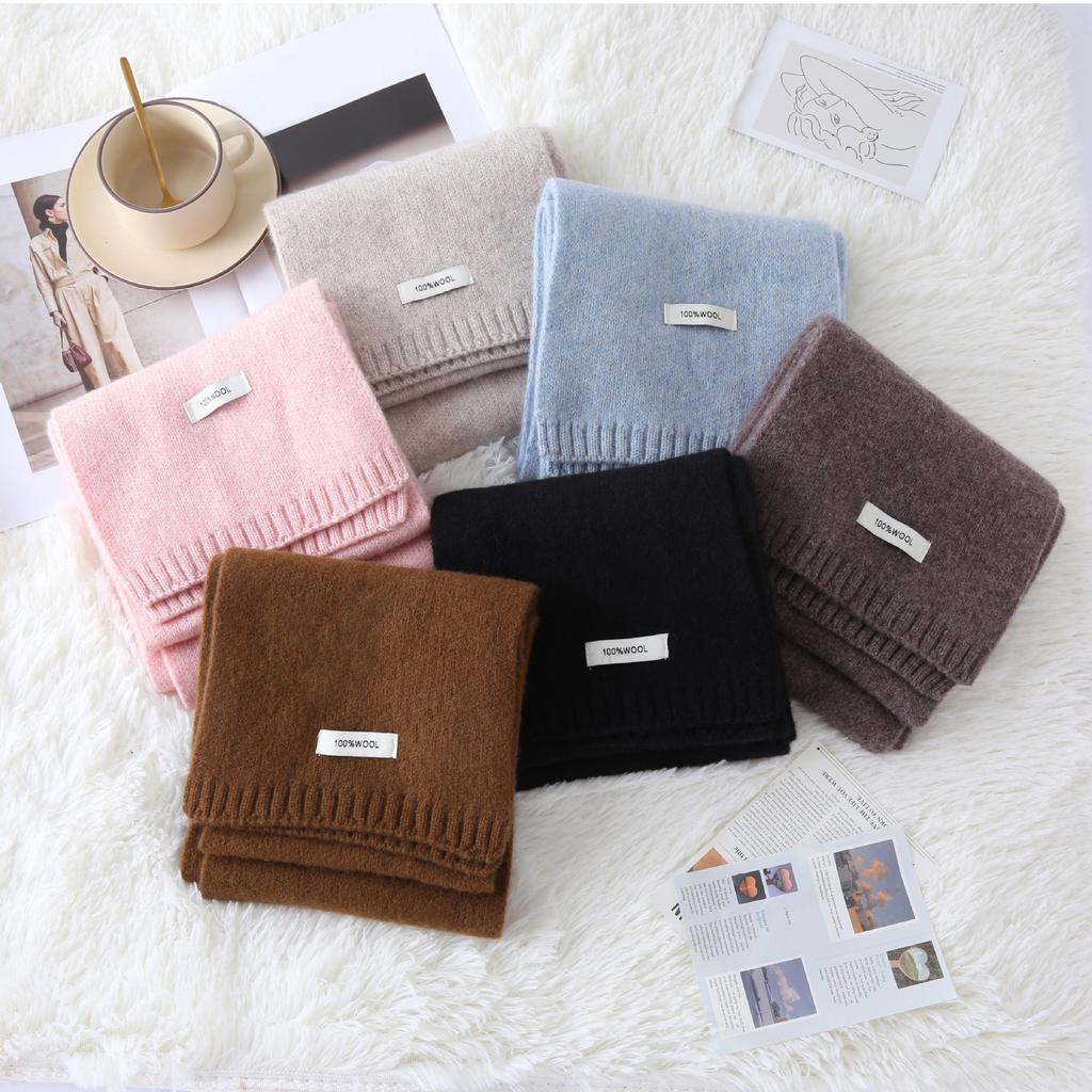 Australian 100% Wool Scarf New Solid Color Winter Warm Knit Neck Warmer For Men And Women Cashmere Scarves