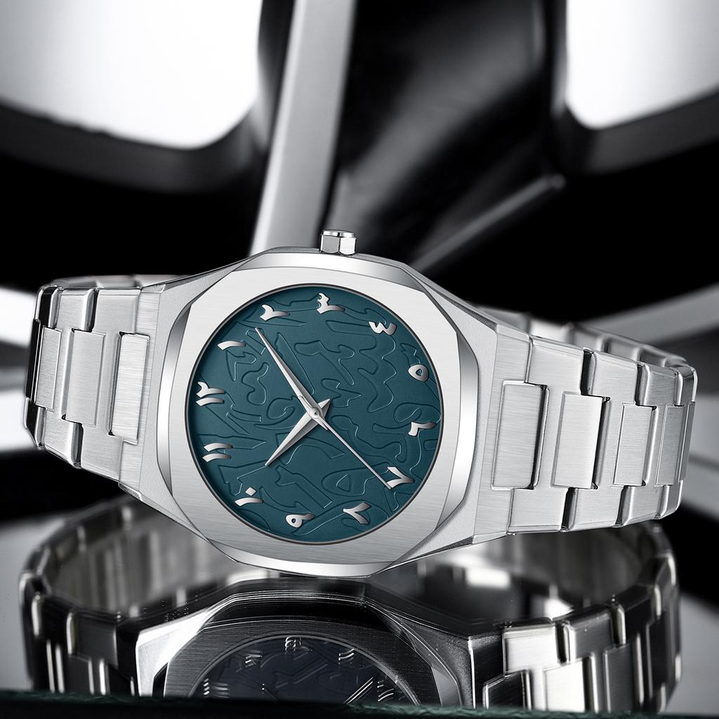 Modern Minimalist Personality Creative All Black Men Watch Arabic Digital Sports Leisure Alloy Men's Watch Unique Design Watch