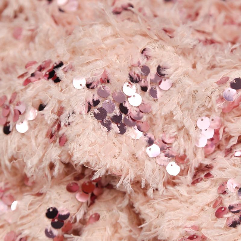 50x155см Ткань с вышивкой пайетками и бахромой из перьев для вечернего платья Креативной одежды Рукоделие DIY Шитье Кружевная вышитая ткань