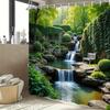 Шторка для душа «Сад Дзен» с водопадом — Многостильный декор для ванной, Идеально подходит для тех, кто любит вдохновленные природой и практичные дизайны