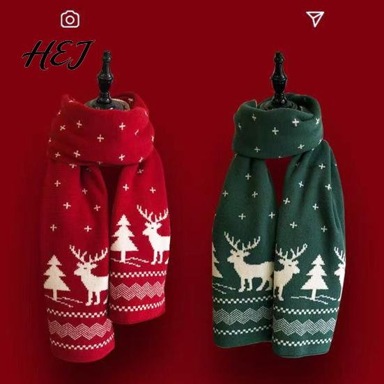 Stylish Knitted Neck Gaiter Winter Scarf for Women, Reversible Fair Isle Snowflake Reindeer Warm Holiday Scarf, Soft Long Wrap Christmas Festive