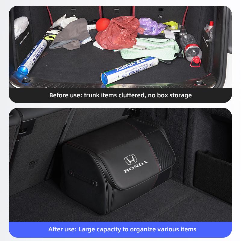 Car High-capacity Leather Storage Bag Car Trunk Organizing Box For Honda Civic Fit Jazz Accord Pilot CRV Odyssey Passport City OG5