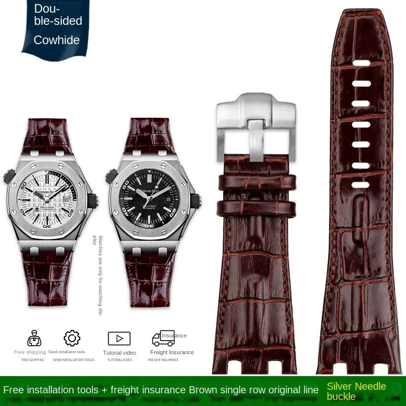 28mm Wristband For Audemars and Piguet Royal Oak Offshore Watch Strap AP 26470 26470 15703 15710 Men Cowhide Leather Watchband