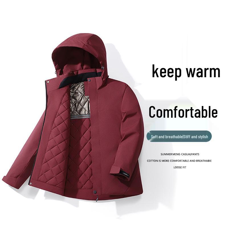 Зимняя горнолыжная куртка Di Yu Shen Long из графена - Утепленная, Теплая, Водонепроницаемая, Повседневная хлопковая верхняя одежда с капюшоном для пар