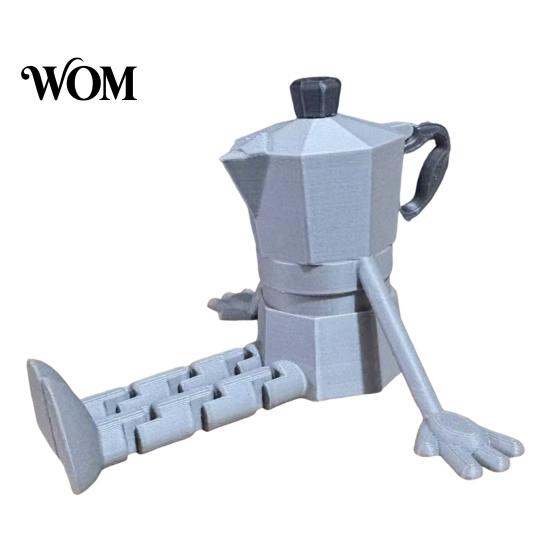 Dual-color Decorative Statue 3D Printed Articulated Coffee Cup Figure, Movable Joint Desk Statue, Cute Fine Texture Print Bean Ornament, Creative