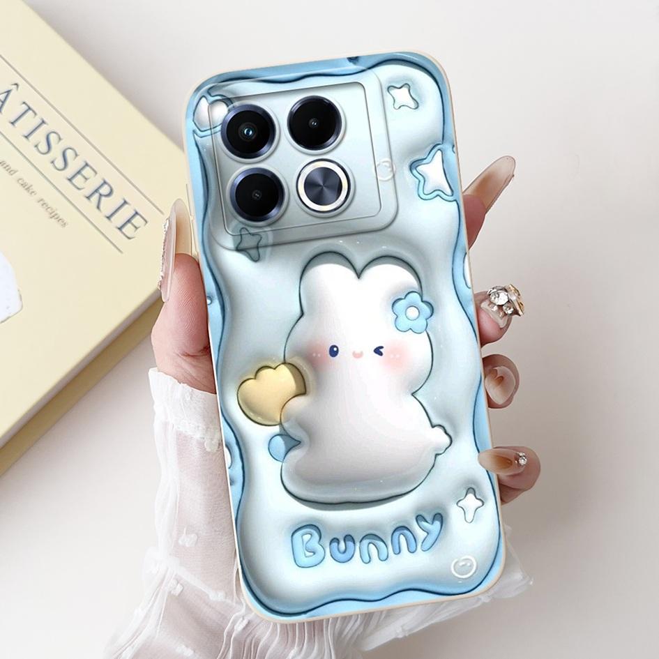 For Infinix Note 40 5G Case Cartoon Rabbit Flower Anti Slip Bumper Soft Silicone Cover For Infinix Note40 X6852 X6851 Phone Case