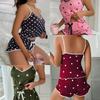 Women's Clothing Ice Silk Summer Suspenders Shorts Two-Piece Soft Drapey Sexy Cute Comfortable Printed Pajamas Loungewear Set