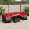 VidaXL Garden Lounge Set 8pcs with Brown Cushions Wicker Acacia, Outdoor Sofa Set, Garden Furniture 3326605