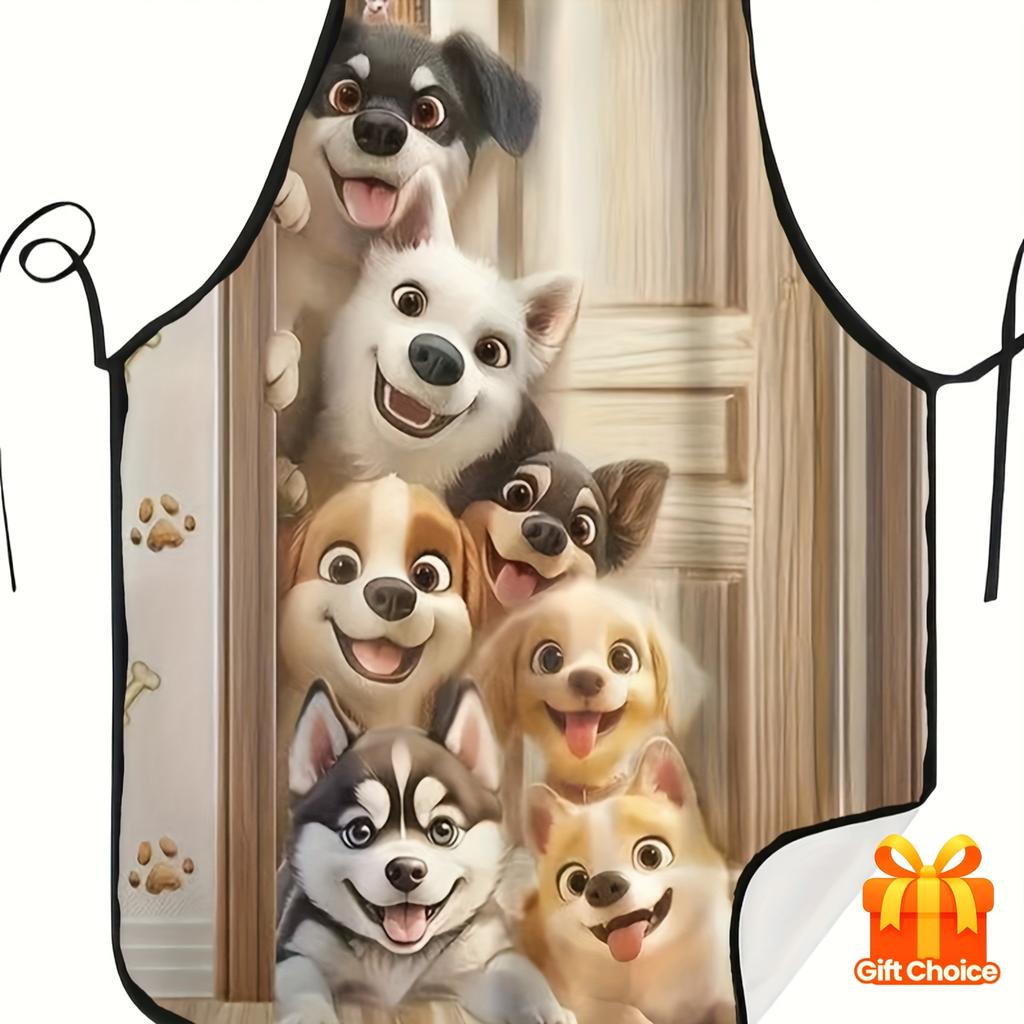 1pc Cute Cartoon Dog Design Apron - Durable Fabric for Cooking, Baking, Cleaning or Pet Grooming - Perfect Gift for Dog and Cat