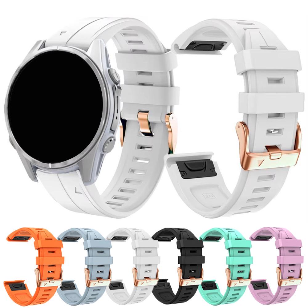 20 мм Золотая пряжка Силиконовый ремешок для умных часов Garmin Fenix 8S/7S/6S/6S Pro/5S