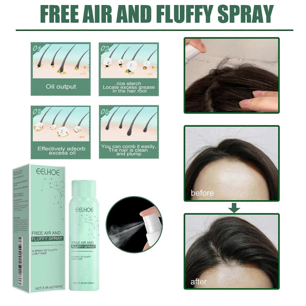 No-Wash Dry Hair Spray with Oil Control & Volumizing Collagen - 100ml Leave-In Fluffiness & Static-Free Refresh for Instant Volume and Freshness