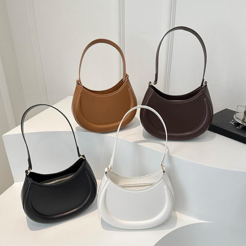 Французский полумесяц Женская однотонная сумка через плечо под мышкой Новая повседневная дорожная трендовая сумка-хобо из ПУ кожи CLE