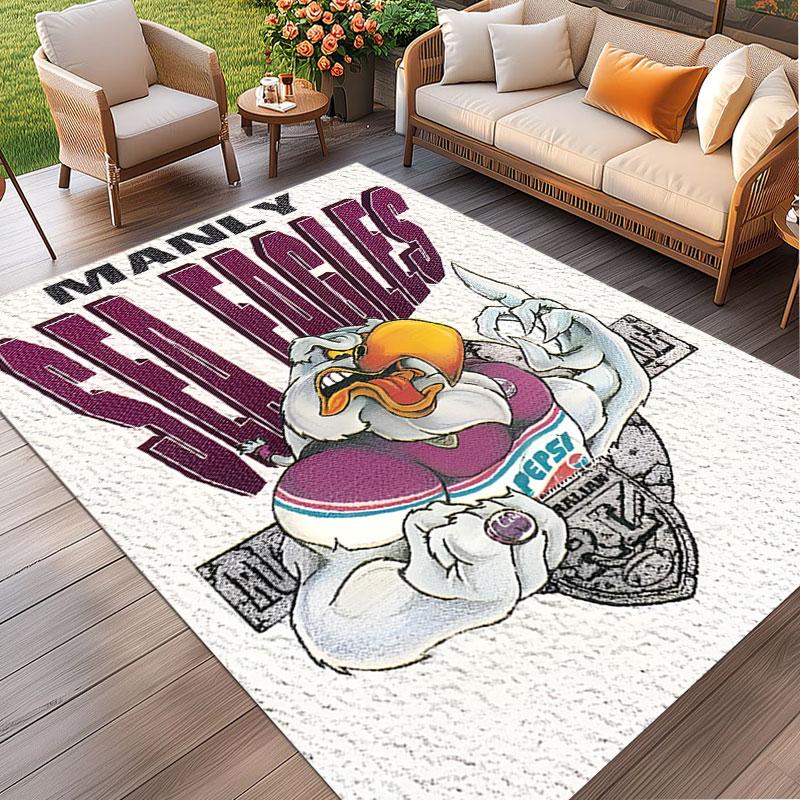 Manly Warringah Sea Eagles Print Rug, Washable Floor Carpet, For Entryway Dorm Laundry Room Office Study, Home Decor Birthday Christmas Gift