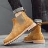 Fashion Cow Suede Leather Winter Men Boots Luxury Brand Chelsea Fashion Shoes Vintage Motorcycle Boot Handmade Winter Walking Boots